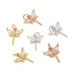 (52) Непрозрачная лаванда Латунные микро проложить кубического циркония прелести, с прыжковых колец, стрекоза, прозрачные, разноцветные, 11.8x10.5x2.5 мм, кольца прыжок: 4x0.8 мм, 2.5 мм внутренним диаметром