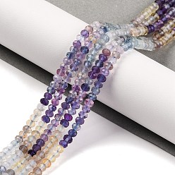 Флюорит Природного флюорита бисер нитей, граненые, рондель, 4x3 мм, отверстие : 0.8 мм, около 143 шт / нитка, 15.75 дюйм (40 см)