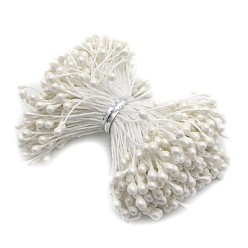 White Eco-Friendly Matte Gypsum Flower Core, Double Heads Flower Stamen Pistil, for Artificial Flower Making, Scrapbook, Home Decoration, White, 3mm, 288pcs/bag
