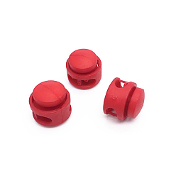 Red Nylon Cord Locks Clip Ends, Double Hole Drawstring Stopper Fastener Buttons, Red, 1.7cm, Hole: 6mm