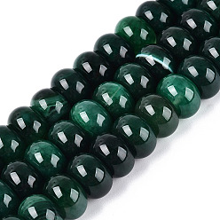 Grün Natürliche Achat Perlen Stränge, glatte Rondelle, gefärbt, grün, 12x7.5 mm, Bohrung: 0.5~1.2 mm, ca. 48~56 Stk. / Strang, 14.17~16.73 Zoll (36~42.5 cm)