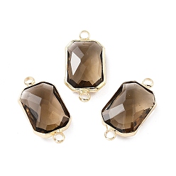 Верблюжий Стойка покрытие латунь паве стекло соединители подвески, долговечный, прямоугольник ссылки, золотые, верблюжие, 10.5x20.5x5 мм, отверстие : 2 мм