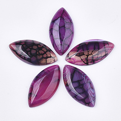 Medium Violet Red Natural Brazilian Agate Cabochons, Dyed, Horse Eye, Medium Violet Red, 38~40x19~20x6~7mm