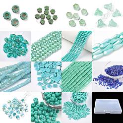 Зеленый Разноцветные стеклянные бусины, для изготовления ювелирных изделий, зелёные, 4~18x3.5~11.5x2~6.5 мм, отверстие : 0.5~1.2 мм