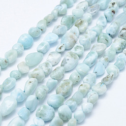 Larimar Natural Larimar Beads Strands, Tumbled Stone, Nuggets, 5~11x5~7mm, Hole: 1mm, 15.3 inch~15.7 inch(39~40cm)
