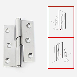 Stainless Steel Color Stainless Steel Lift Off Hinge, Detachable Flag Hinges, for Wardrobe Door and Table Accessories, Stainless Steel Color, 76x30mm, Hole: 28mm