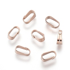Rose Gold 304 Stainless Steel Snap On Bails, Rose Gold, 6x3x2.2mm, 5.5x2.5mm Inner Diameter