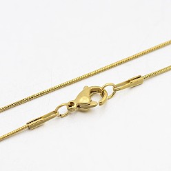 Golden Herringbone Chain Necklace for Men, 304 Stainless Steel Round Snake Chain Necklaces, with Lobster Claw Clasps, Golden, 0.8mmx18 inch(45.72cm)