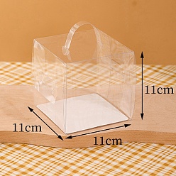 Clear Foldable Transparent PET Cakes Boxes, Portable Dessert Bakery Boxes, Rectangle, Clear, 11x11x11cm