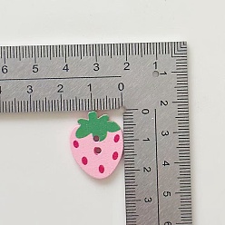 Pink 2-луночные пуговицы из дерева, клубника, розовые, 23x18 мм