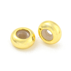 Настоящее золото 18K Латунные бусины, с силиконовым, рондель, реальный 18 k позолоченный, 8x4 мм, отверстие : 2 мм