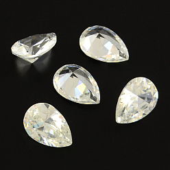Clear Teardrop Shaped Cubic Zirconia Pointed Back Cabochons, Faceted, Clear, 10x8mm