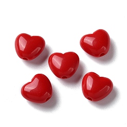 FireBrick Opaque Acrylic Beads, Heart, FireBrick, 9x10x5.5mm, Hole: 1.5mm