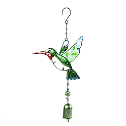 Bird Wind Chimes, Glass & Iron Art Pendant Decorations, Humming Bird, 350x180mm