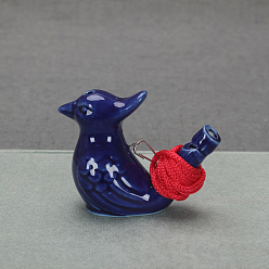 Midnight Blue Bird Porcelain Whistles, with Polyester Cord, Whistles Toys for Kids Birthday Gift, Midnight Blue, 70x36x55mm