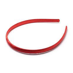 Red Plain Plastic Hair Band Findings, No Teeth, Covered with Cloth, Red, 120mm, 9.5mm