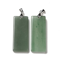 Green Aventurine Natural Green Aventurine Big Pendants, Rectangle Charms, with Rack Plating Platinum Plated Brass Snap on Bails, Lead Free & Cadmium Free, 48~51x19~20x6~7.5mm, Hole: 5.7x4mm