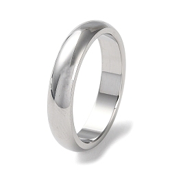 Stainless Steel Color 304 Stainless Steel Simple Plain Band Finger Ring for Women Men, Stainless Steel Color, 4mm, Inner Diameter: US Size 7 1/4(17.5mm)