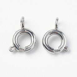 Stainless Steel Color 304 Stainless Steel Smooth Surface Spring Ring Clasps, Stainless Steel Color, 7x1.6mm, Hole: 1.5mm