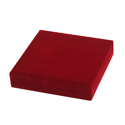 FireBrick Velvet Necklace Boxes, Jewelry Boxes, with Plastic, Rectangle, FireBrick, 158x154x33mm