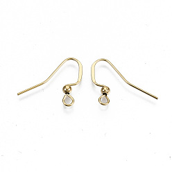 Real 18K Gold Plated 304 Stainless Steel Earring Hooks, Ear Wire, with Horizontal Loop, Cadmium Free & Nickel Free & Lead Free, Real 18K Gold Plated, 16~18x22mm, Hole: 2mm, 21 Gauge, Pin: 0.7mm