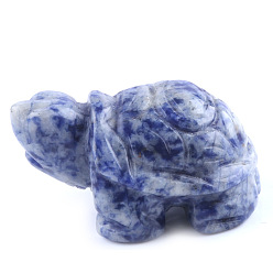 1.5 inch blue dot Crystal carving piece natural jade longevity turtle decoration powder crystal agate small turtle jade ornament