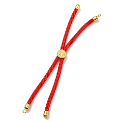 Red Nylon Cords Bracelet Makings Fit for Connector Charms, with Golden Brass Tree Slider Beads, Long-Lasting Plated, Red, 8-5/8 inch(22cm), Hole: 1.9mm