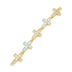 Светло-Голубой Подвески-соединители с микропаве из прозрачного кубического циркония с поперечными связями из латуни, с эмалью, без свинца и без кадмия, стойки покрытие, долговечный, реальный 5 k позолоченный, Небесно-голубой, 18 мм, отверстие : 75 мм