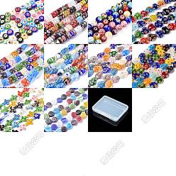 Mixed Shapes 80шт 10 стили стеклянные бусины миллефиори ручной работы, разноцветные, разнообразные, 10x8x3 мм, отверстие : 1.2 мм