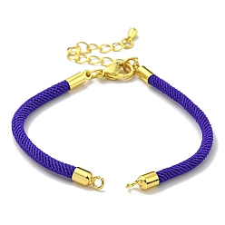 Mauve Nylon Cords Bracelet Makings Fit for Connector Charms, with Brass Findings and 304 Stainless Steel Lobster Claw Clasps, Long-Lasting Plated, Mauve, 6-1/2~6-3/4 inch(16.5~17cm), Hole: 1.8mm