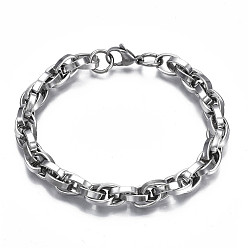 Stainless Steel Color 201 Stainless Steel Rope Chain Bracelet for Men Women, Stainless Steel Color, 9-1/8 inch(23cm)