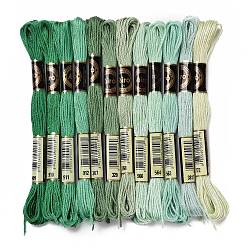 Green 12 Skeins 12 Colors 6-Ply Polyester Embroidery Floss, Cross Stitch Threads, Gradient Color, Green, 0.5mm, about 8.75 Yards(8m)/Skein, 12 skeins/set