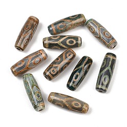 Другой Узор Тибетского стиля бусы дзи, природных бисера агат, окрашенная и подогревом, овальные, 28.5~32x10~12.5 мм, отверстие : 1.5~3 мм