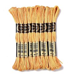 Goldenrod 10 Skeins 6-Ply Polyester Embroidery Floss, Cross Stitch Threads, Segment Dyed, Goldenrod, 0.5mm, about 8.75 Yards(8m)/skein