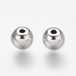 Antique Silver Tibetan Style Alloy Beads, Cadmium Free & Nickel Free & Lead Free, Round, Antique Silver, 6x6x5mm, Hole: 1.5mm