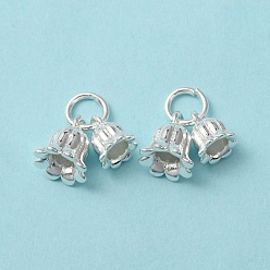 Silver Rack Plating Brass Charms, Cadmium Free & Lead Free, Long-Lasting Plated, with Jump Ring, Flower Charm, Silver, 12.5mm, Hole: 4mm