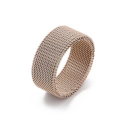 Розовое Золото 201 палец кольца из нержавеющей стали, широкое кольцо для унисекс, ионное покрытие (ip), розовое золото , 10 мм, внутренний диаметр: 20 мм