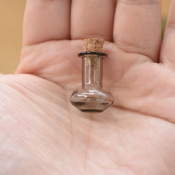 Light Grey Mini Glass Bottle, with Cork Plug, Wishing Bottle, for Charms Making, Light Grey, 1.6x2.1cm