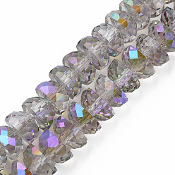 Violet Plaquent verre transparent perles brins, facette, demi-tour, violette, 9x5mm, Trou: 1.6mm, Environ 75 pcs/chapelet, 16.14 pouce (41 cm)