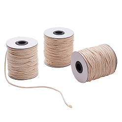 Light Yellow Round Cotton Twist Threads Cords, Macrame Cord, Light Yellow, 1mm, about 100yards/roll(300 feet/roll), 6rolls/bag