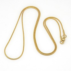 Golden Trendy Unisex 201 Stainless Steel Snake Chain Necklaces, with Lobster Claw Clasps, Golden, 19.5 inch(49.5cm), 1mm
