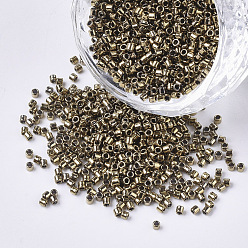 Dark Goldenrod 11/0 Grade A Glass Seed Beads, Cylinder, Uniform Seed Bead Size, Metallic Colours, Dark Goldenrod, 1.5x1mm, Hole: 0.5mm, about 20000pcs/bag