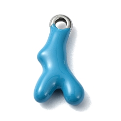 Темно-Голубой 304 подвески из нержавеющей стали, с эмалью, Подвеска из коралловой ветки и рога, глубокое синее небо, 18.5x9.5x4 мм, отверстие : 2.3 мм