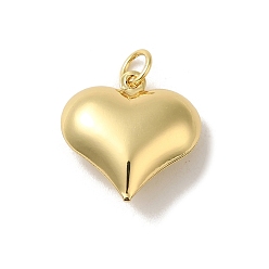 Настоящее золото 18K Стойки обшивки латунь кулон, с прыжковых колец, долгоиграющий, без свинца и без кадмия, сердце, реальный 18 k позолоченный, 17.5x16.5x6.5 мм