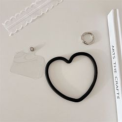 Black Silicone Love Heart Mobile Straps, Anti-drop Wristlet Straps, Mobile Phone Case Accessories Decoration, Black, 8~10cm