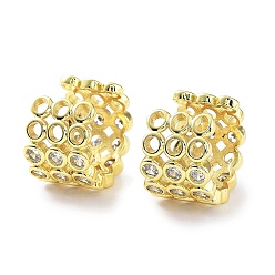 Real 18K Gold Plated Brass Micro Pave Cubic Zirconia Cuff Earrings for Women, Real 18K Gold Plated, 15x11mm