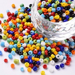 Mixed Color Glass Seed Beads, Opaque Colours Seed, Small Craft Beads for DIY Jewelry Making, Round, Mixed Color, 4mm, Hole:1.5mm, about 4500pcs/pound
