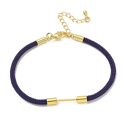 Dark Slate Blue Nylon Cord Bracelet Making, with Brass Beadable Bar, Golden, Dark Slate Blue, 6.89x0.16 inch(17.5x0.4cm)