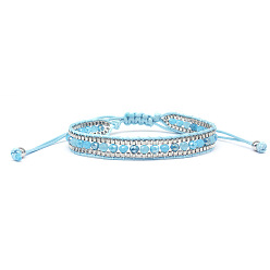 light blue Bohemian Crystal Single Layer White Beaded Friendship Bracelet
