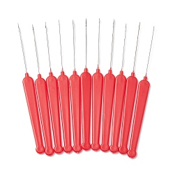 Red (Defective Closeout Sale: Rusting)Platinum Tone Plastic Handle Iron Crochet Hooks Needles, Red, 140x12x3.5mm